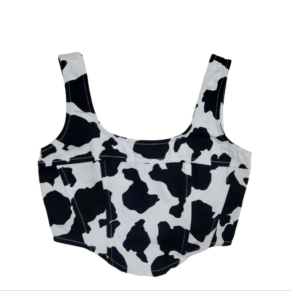 Lone Star. Crop Top. Cow Print. Black and White. Size S - Picture 1 of 4